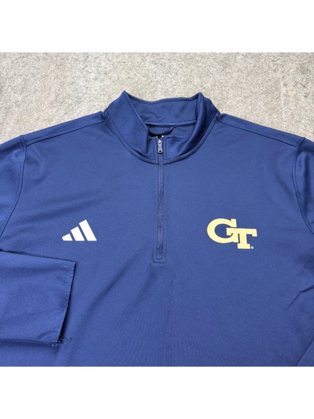 Georgia Tech Yellow Jackets Adidas 1/4 Zip Pullover Shirt Men XL Blue Stretch